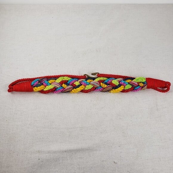 Rainbow Braided Cummerbund Style Belt Unisex Funky Rope Belt Art Size 37" Large - Picture 5 of 5
